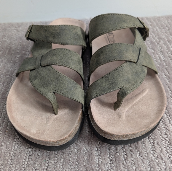 Cliffs "Calista" Moss Green Faux Suede Sandals - Picture 2 of 6